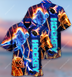 Maxcorners Hockey Hard Or Go Home Unisex Hawaiian Shirt