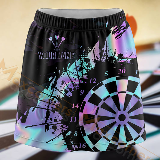 Maxcorners Darts Pastel Paint Splash Dartboard Personalized 3D Skort, Skirts With Shorts