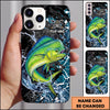 Maxcorners Black Teal Grunge Splash Personalized Name Phone Case (13 Fish Species)