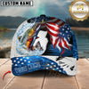 Maxcorners Fishing Largemouth Bass USA Flag Custom Name Personalized Cap (12 Fish Species)