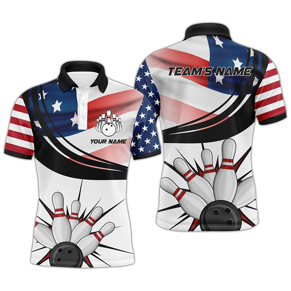 Maxcorners American Flag Bowling Customized Name And Team Name 3D Shirt