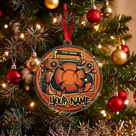 Maxcorners Personalized Trap Squad Boombox Shattered Clay Target Graffiti Chain Acrylic Christmas Ornament And Keychain Custom Gift For Hunters 2D Flat
