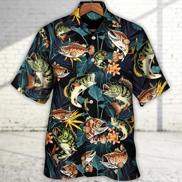 Maxcorners Fishing Born To Fish Forced To Work Tropical Vibe Hawaiian Shirt