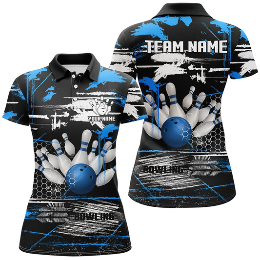 Maxcorners Bowling And Pins Retro Bowling Team Multicolor Option Customized Name 3D Shirt For Women