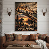 Maxcorners Moose Hunting Red Sun Snowy River Personalized Canvas Wall Art
