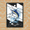 Maxcorners Marlin Fishing Tech Carbon Geometry Splash Design Personalized Name 3D Poster