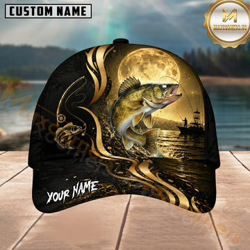 Maxcorners Fishing Moonlight Gold Ocean Personalized 3D Cap