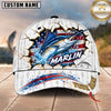 Maxcorners Fishing Graphic Patriotic US Flag Cracked Effect Customized Name 3D Cap