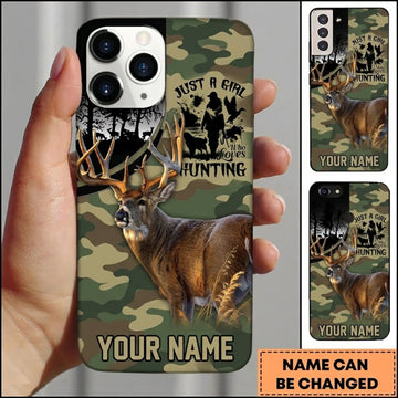 Maxcorners Hunting Deer Hunter Woodland Camo Personalized Name 3D Phone Case