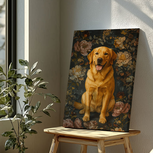 Maxcorners Rustic Labrador Canvas Wall Art – Floral Hunting Cabin Décor LM2611