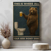 Maxcorners Funny Beer Bear Canvas – Hilarious Bathroom & Bar Wall Art LM2611