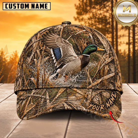 Maxcorners Hunting Wildlife Realistic Autumn Woodland Camo Personalized Name 3D Cap