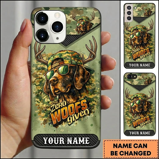 Maxcorners Hunting Deer Wolves Forest Green Camo Personalized Name 3D Phone Case