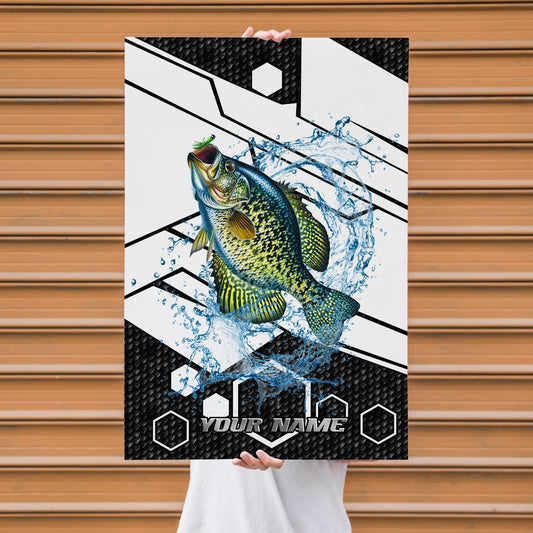 Maxcorners Crappie Fishing Tech Carbon Geometry Splash Design Personalized Name 3D Poster