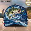 Maxcorners Fishing Graphic Ocean Waves Water Splash Angler Customized Name 3D Cap