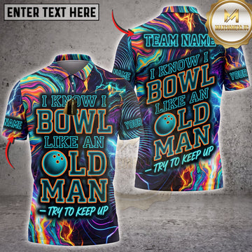 Maxcorners Bowling Retro Typography I Bowl Like An Old Man Personalized Name 3D Unisex Shirt