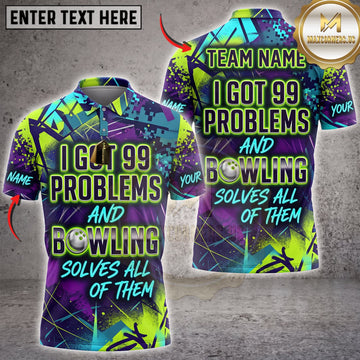 Maxcorners Bowling Neon 99 Problems Bowling Solves All Personalized Name 3D Unisex Shirt
