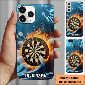 Maxcorners Darts Fire and Water Elemental Waves Personalized Name 3D Phone Case