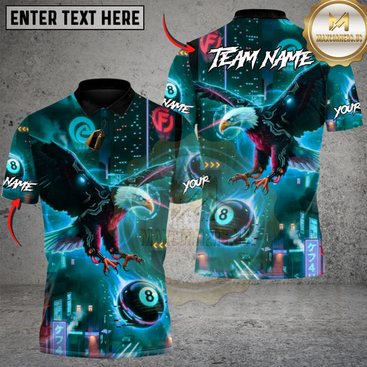 Maxcorners Cyber Eagle 8 Ball Billiards Multicolor Customized Name, Team Name 3D Shirts
