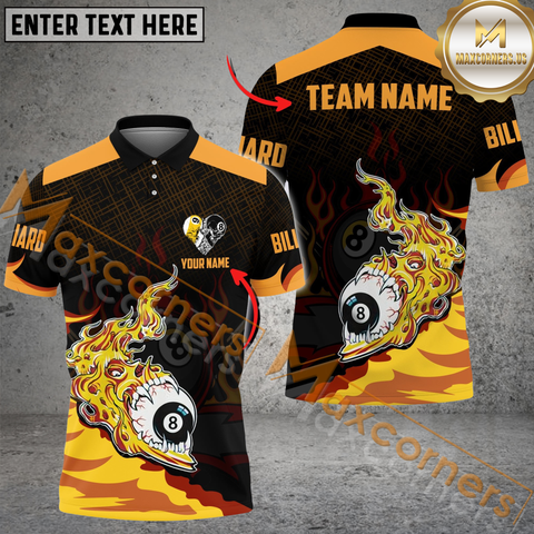 Maxcorners Ball Eyes Billiard Jersey Customized Name, Team Name 3D Polo Shirt