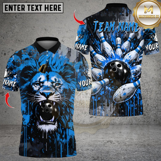 Maxcorners Lion Bowling Designn Multicolor Customized Name, Team Name 3D Shirts