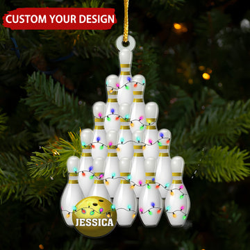 Maxcorners Yellow Bowling Balls Personalized Christmas Ornament, Gift For Bowling Club Members MT1611