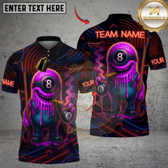 Maxcorners Billiards Neon Monster with 8-Ball Multicolor Customized Name, Team Name 3D Shirt