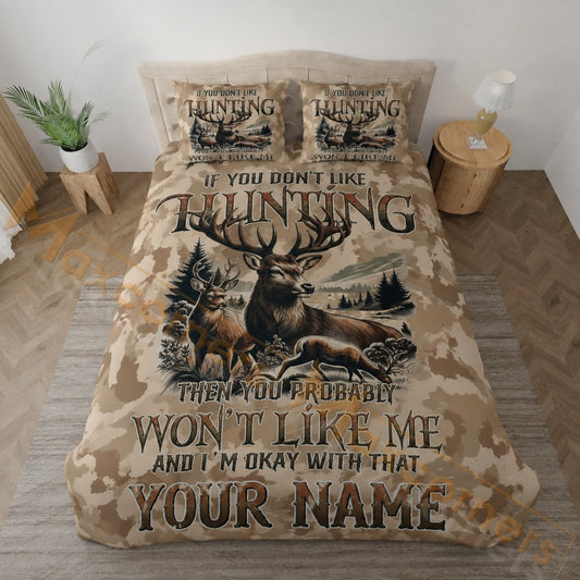 Maxcorners Hunting Deer Won't Like Me Hunting Design Bedding Set 3D Print Custom Name