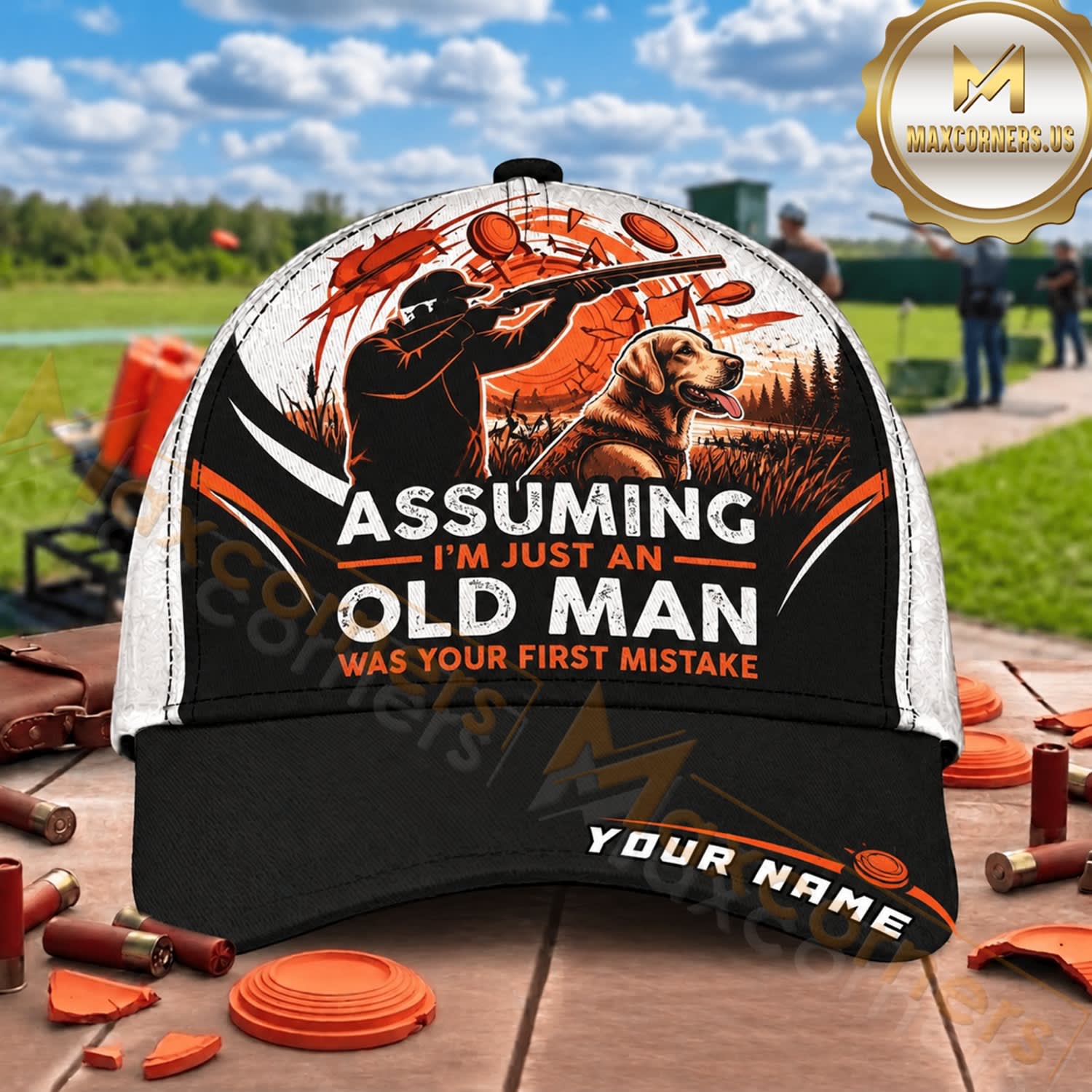 Maxcorners Assuming I’m Just An Old Man Clay Shooter Trap Shooting Personalized Name 3D Cap