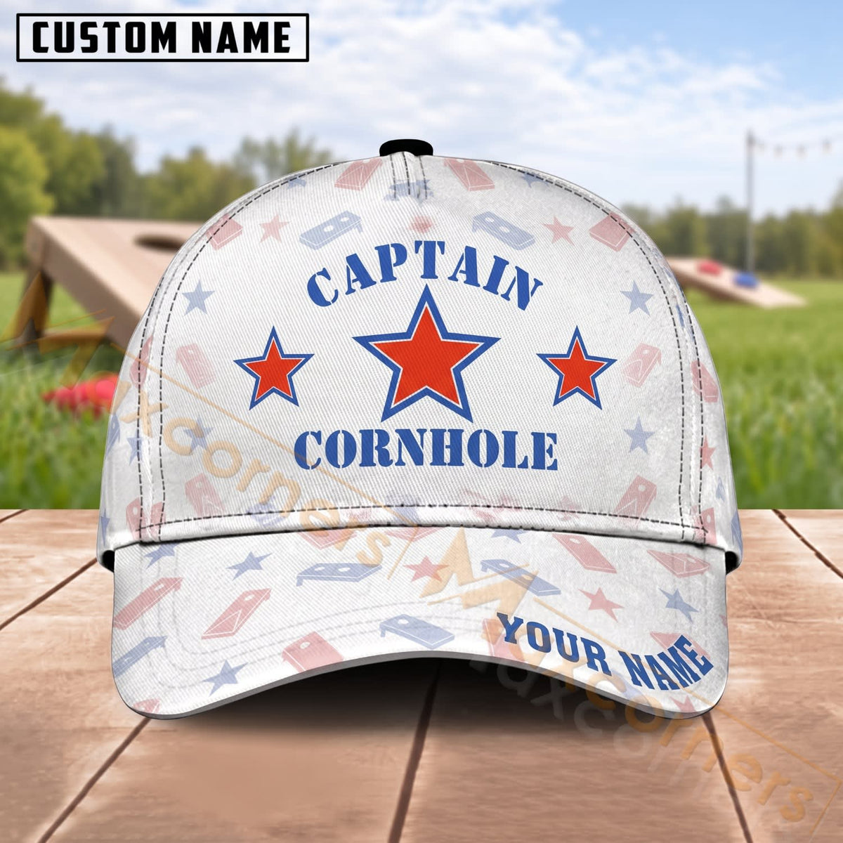 Maxcorners Cornhole Captain American Stars Design Personalized Name 3D Cap