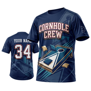 Maxcorners Cornhole Crew Navy Board Personalized Name 3D Unisex Shirt