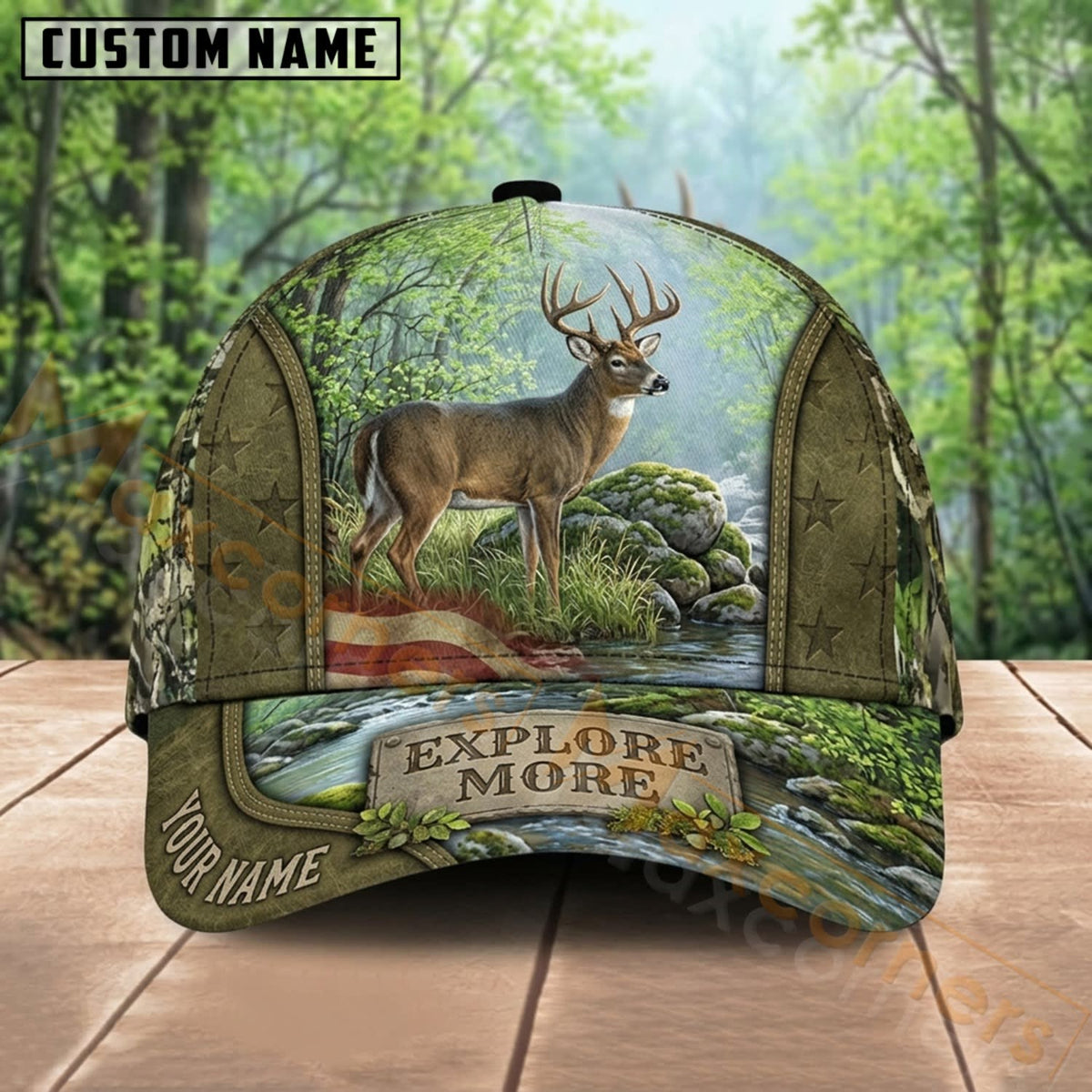 Maxcorners Deer Hunting Forest Landscape Explore More Personalized Name 3D Cap