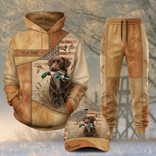 Maxcorners Duck Hunting German Shorthaired Pointer Vintage Beige Personalized 3D Shirts