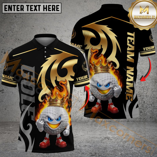 Maxcorners Fire King Golf Polo Customized Name, Team Name 3D Shirts