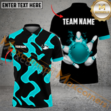 Maxcorners Ball And Pins Cell Pattern Bowling Jersey Multicolor Option Customized Name, Team Name 3D Polo Shirt