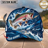 Maxcorners Fishing Graphic Ocean Waves Water Splash Angler Customized Name 3D Cap