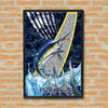 Maxcorners Marlin Fishing Tactical Camo Metal Splash Design Personalized Name 3D Poster