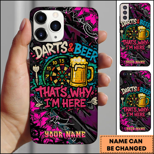 Maxcorners Darts Beer Mug Graffiti That's Why I'm Here Personalized Name 3D Phone Case