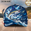 Maxcorners Fishing Graphic Ocean Waves Water Splash Angler Customized Name 3D Cap