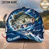 Maxcorners Fishing Graphic Ocean Waves Water Splash Angler Customized Name 3D Cap