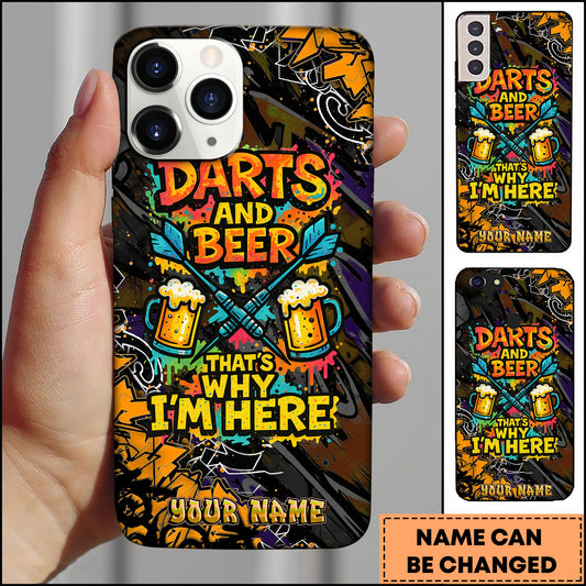 Maxcorners Darts Double Beer Mugs Crossed Darts Personalized Name 3D Phone Case