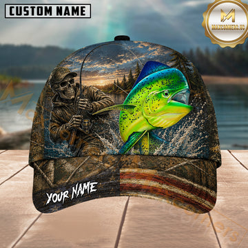 Maxcorners Fishing Skull Angler Personalized 3D Cap