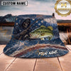 Maxcorners Fishing Dark Lightning Fishing Illustration with Dramatic Effect Personalized Name 3D Bucket Hat (13 Fish Species)
