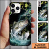 Maxcorners Green Camo Lightning Water Splash Personalized Name Phone Case (13 Fish Species)
