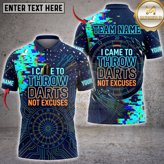 Maxcorners Darts Cyan Neon I Came To Throw Darts Not Excuses Personalized Name 3D Unisex Shirt