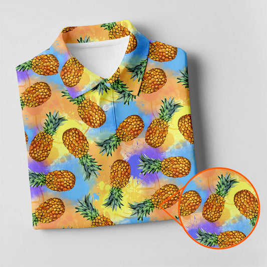 Maxcorners Watercolor Pineapple Tropical Pattern Golf Shirt, Women's Golf Shirt, Hawaiian Golf Shirt, Golf Polo For Women LM1507