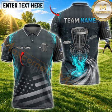 Maxcorners Disc Golf Basket & Flying Disc Graphic with Dynamic Motion Design Multicolor Customized Name, Team Name 3D Shirts