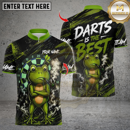 Maxcorners Darts Is The Best Cool Green Frog Smoking Pipe \Personalized Name, Team Name 3D Unisex Shirt