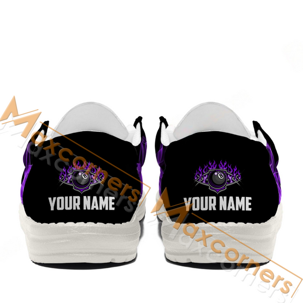 Maxcorners Billiard Ball 8 Purple Heavenly Flame Personalized Name Canvas Loafer Shoes