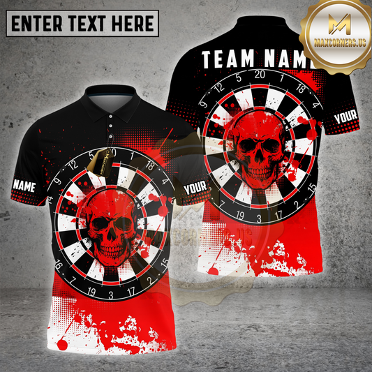Maxcorners Dart Shirt Skull Dartboard Horror Style Graphic Multioptions Personalized Name, Team Name 3D Shirt (4 Colors)